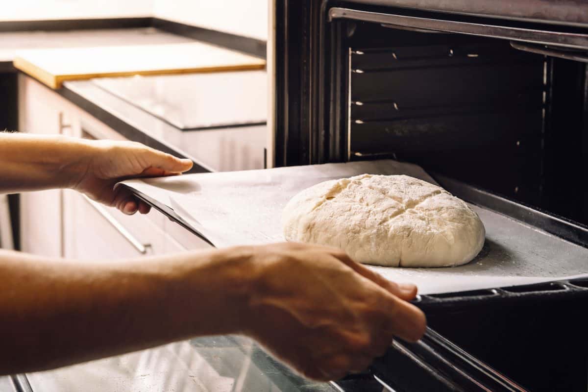 Cooking bread in the oven