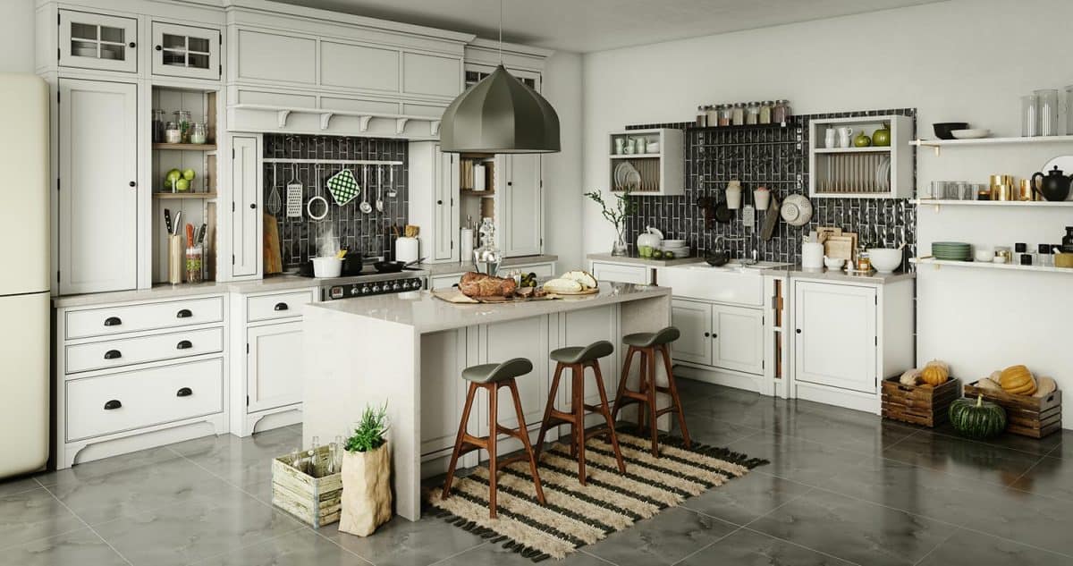 Domestic kitchen with rustic elements
