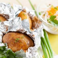 Jacket potatoes baked in foil, and fresh greens using airfryer, Can You Put Foil In Ninja Foodi?