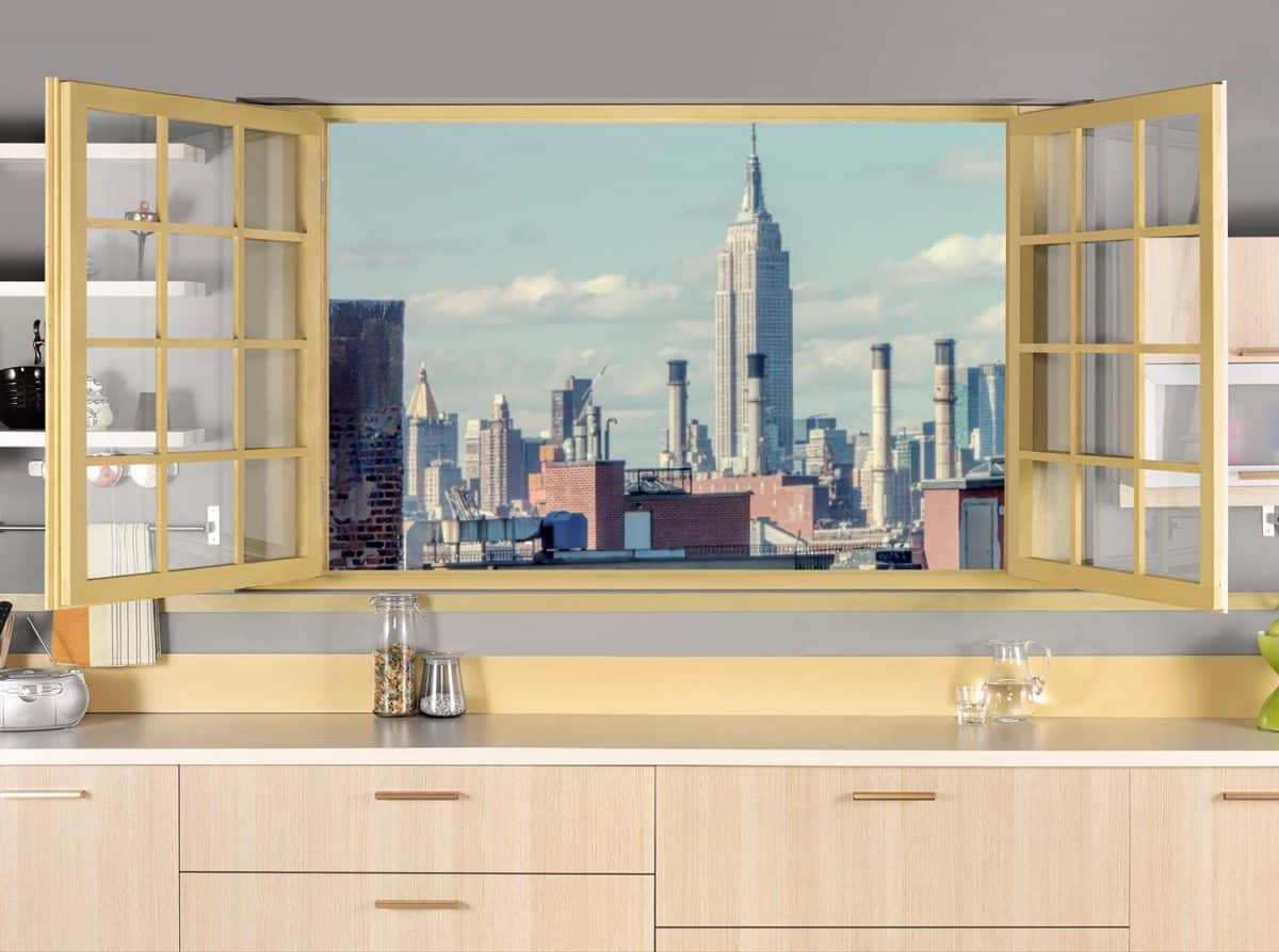 Kitchen with NYC view from the window