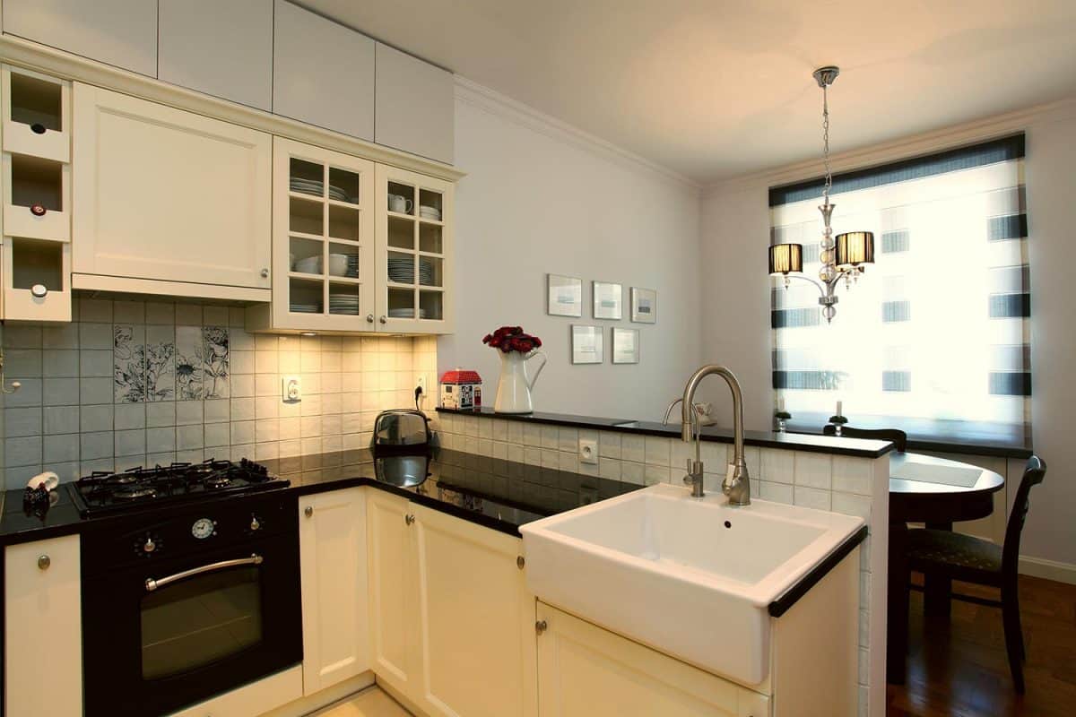 New stylish kitchen with gas stove