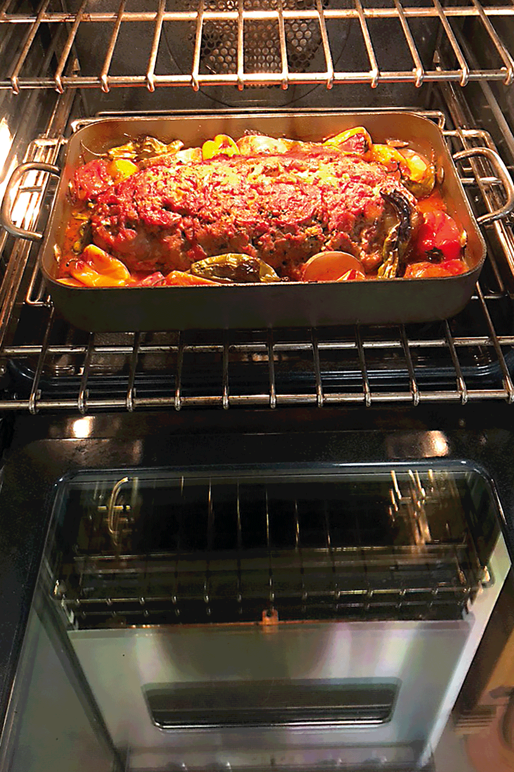 Oven Baked Meatloaf with vegetables.