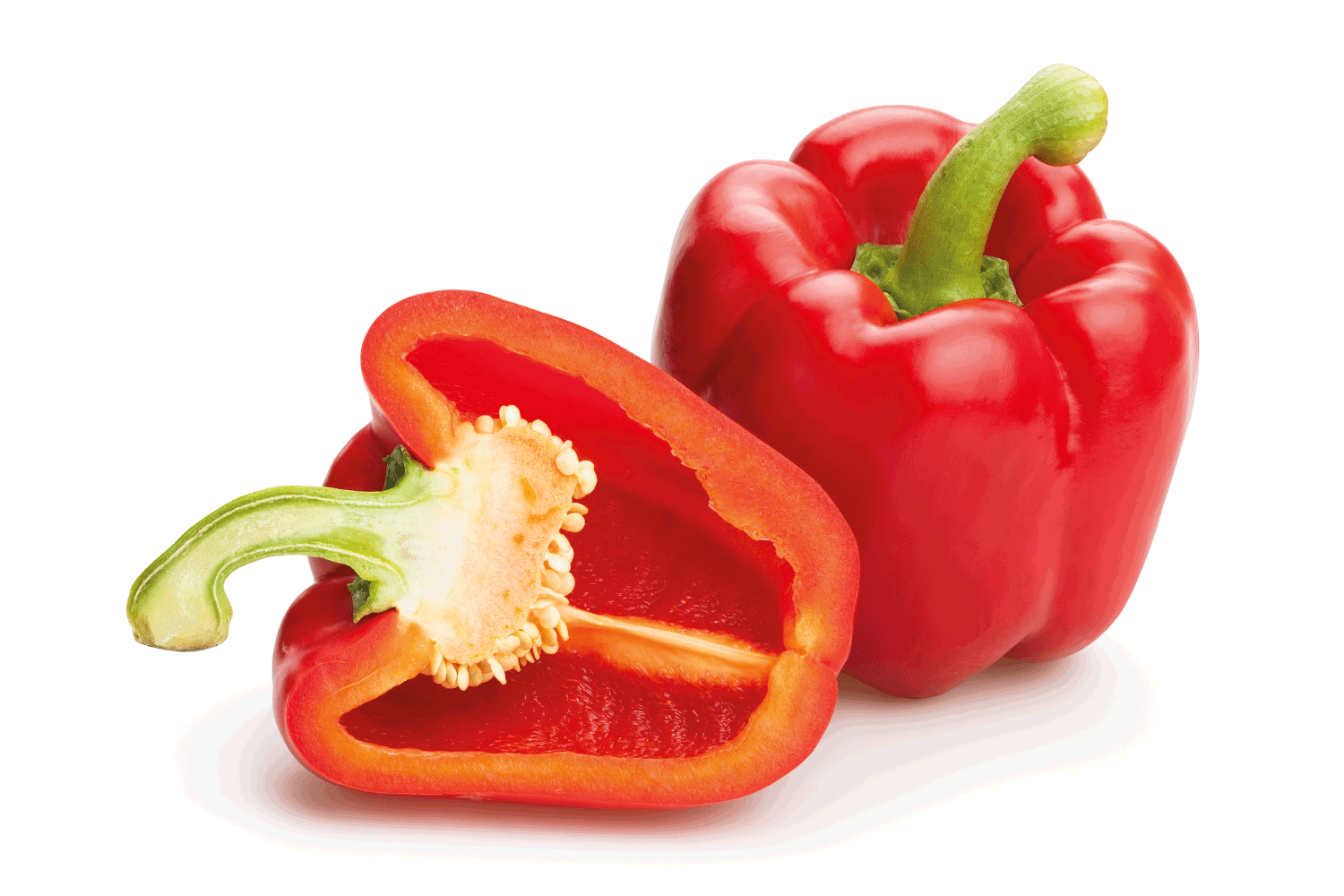 red bell pepper whole and half