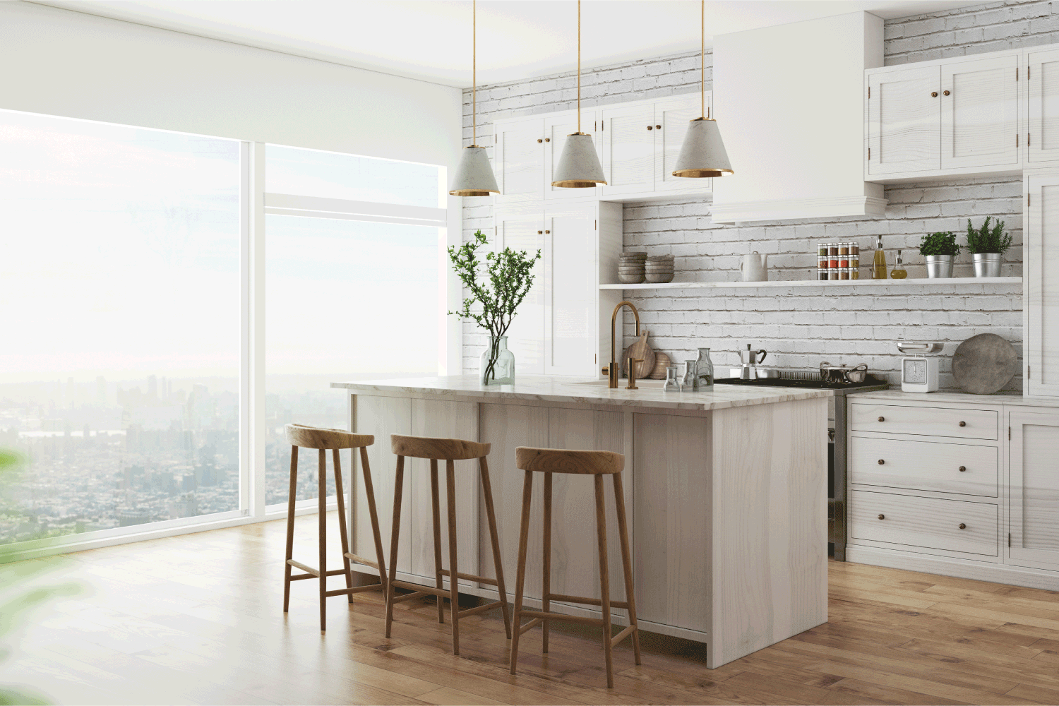 west coast inspired light wood interior kitchen