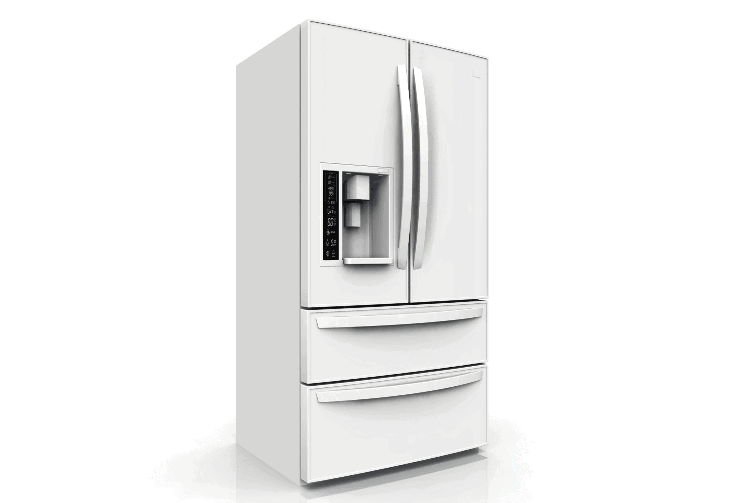 white refrigerator isolated in white