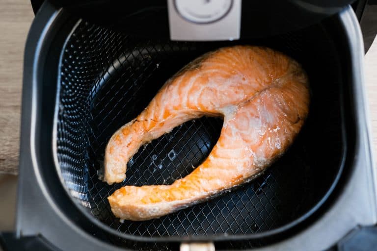 A big piece of salmon inside an air fryer, How To Clean A Cuisinart Air Fryer