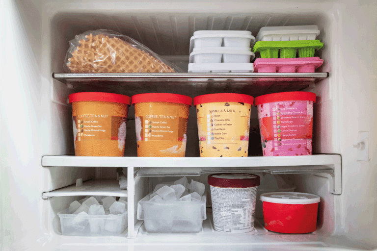 Full of bucket container ice creams flavors and ice cubes in freezer. At What Temperature Should A Samsung Freezer Be Set