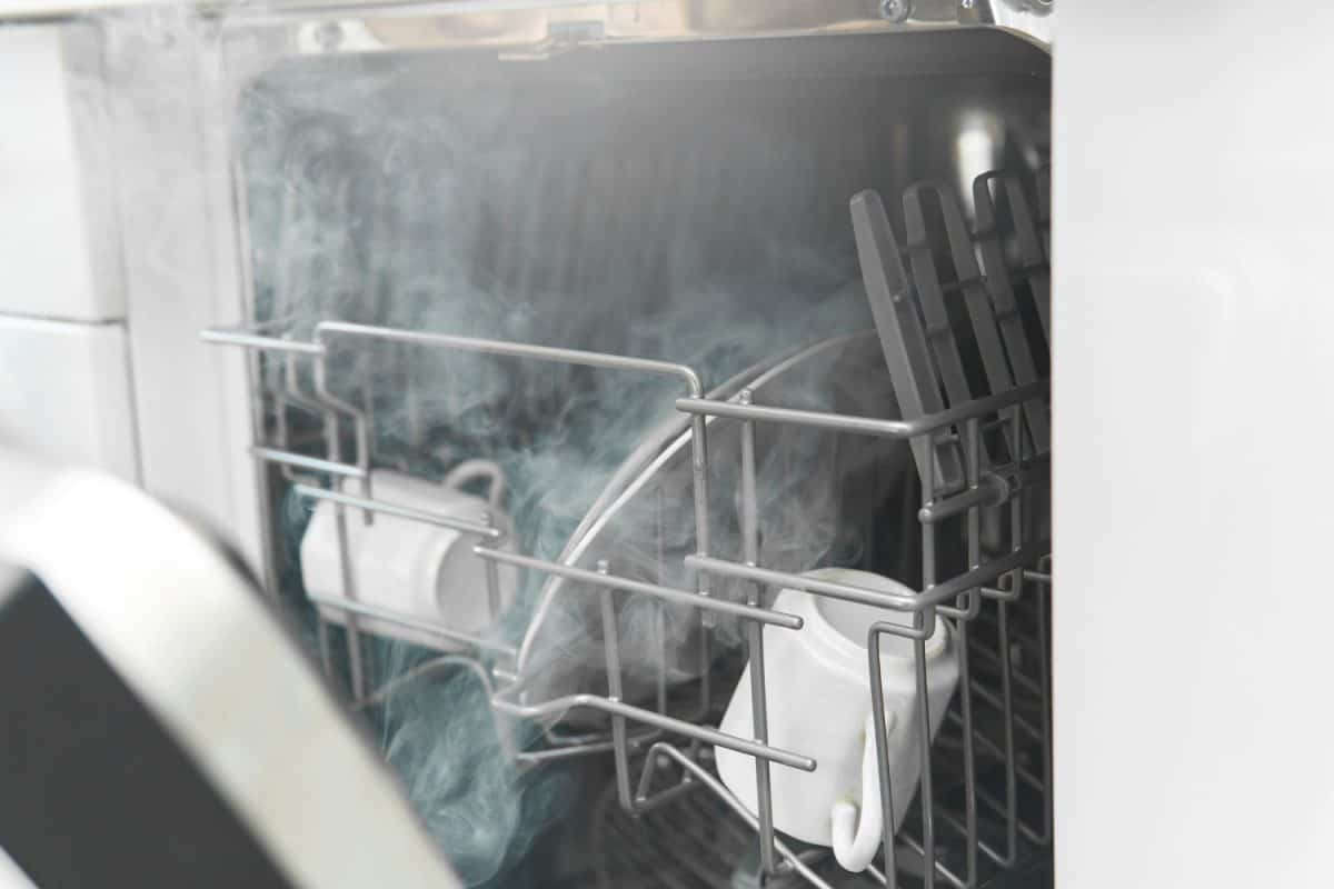 Steam coming out of the dishwasher