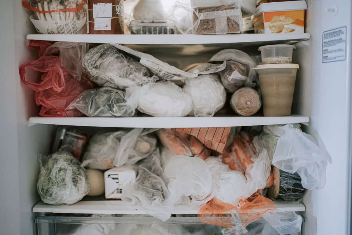 Vegetables and other cooking essentials inside the fridge freezer