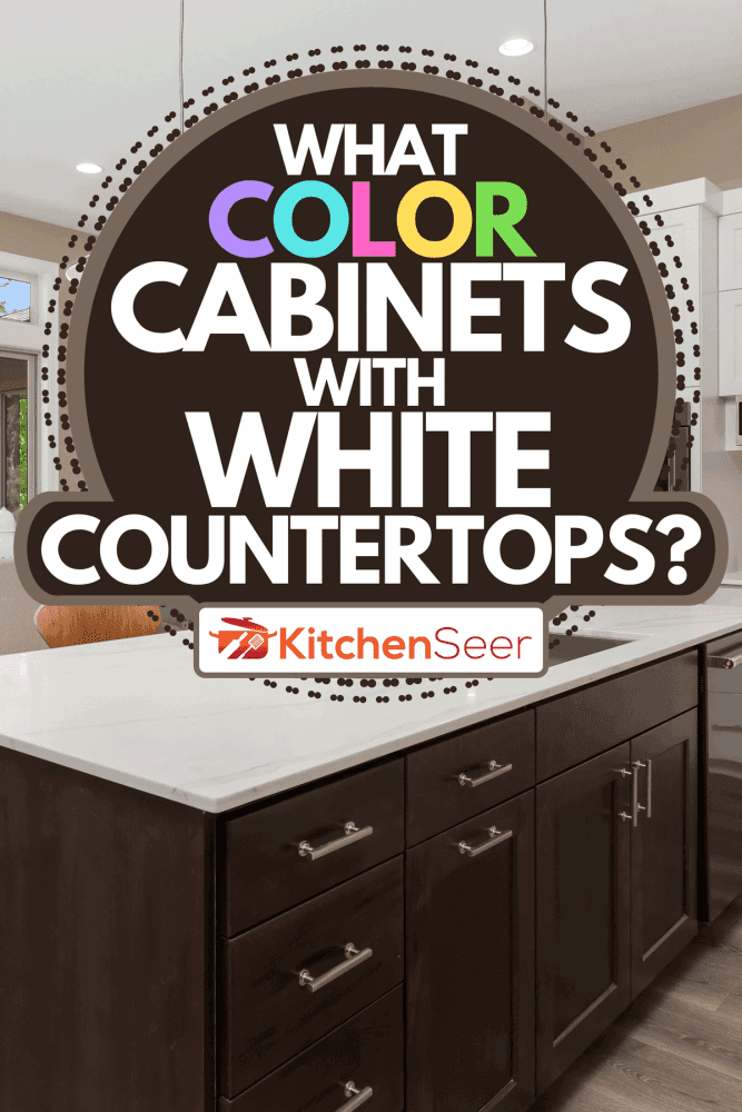 A beautiful kitchen in new luxury home, What Color Cabinets With White Countertops?