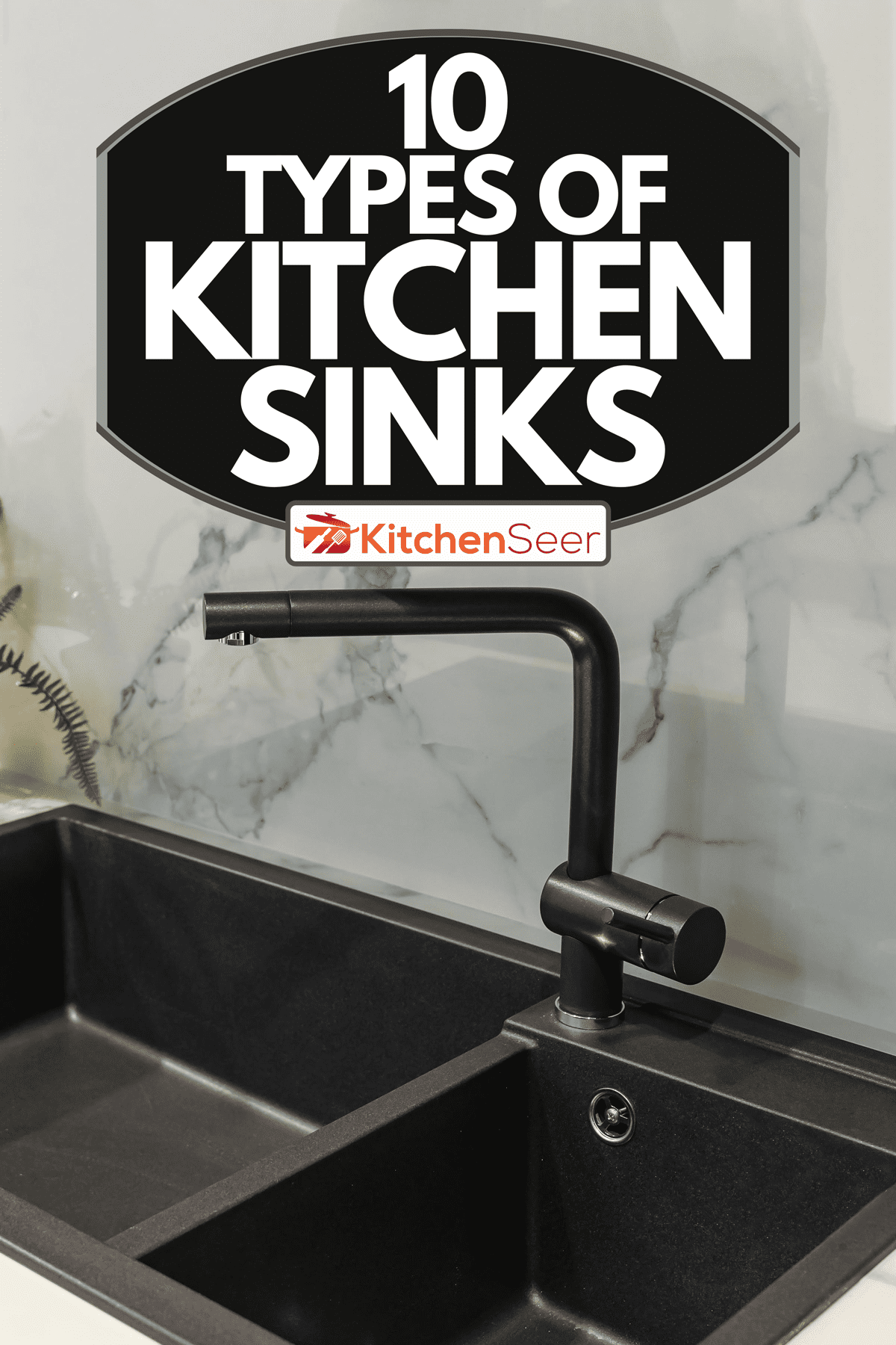 Black kitchen sink and tap water in the kitchen, 10 Types Of Kitchen Sinks