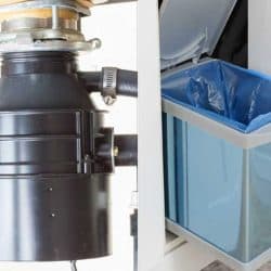 A collage of garbage disposal and trash compactor, Garbage Disposal Vs Trash Compactor: Which To Choose?