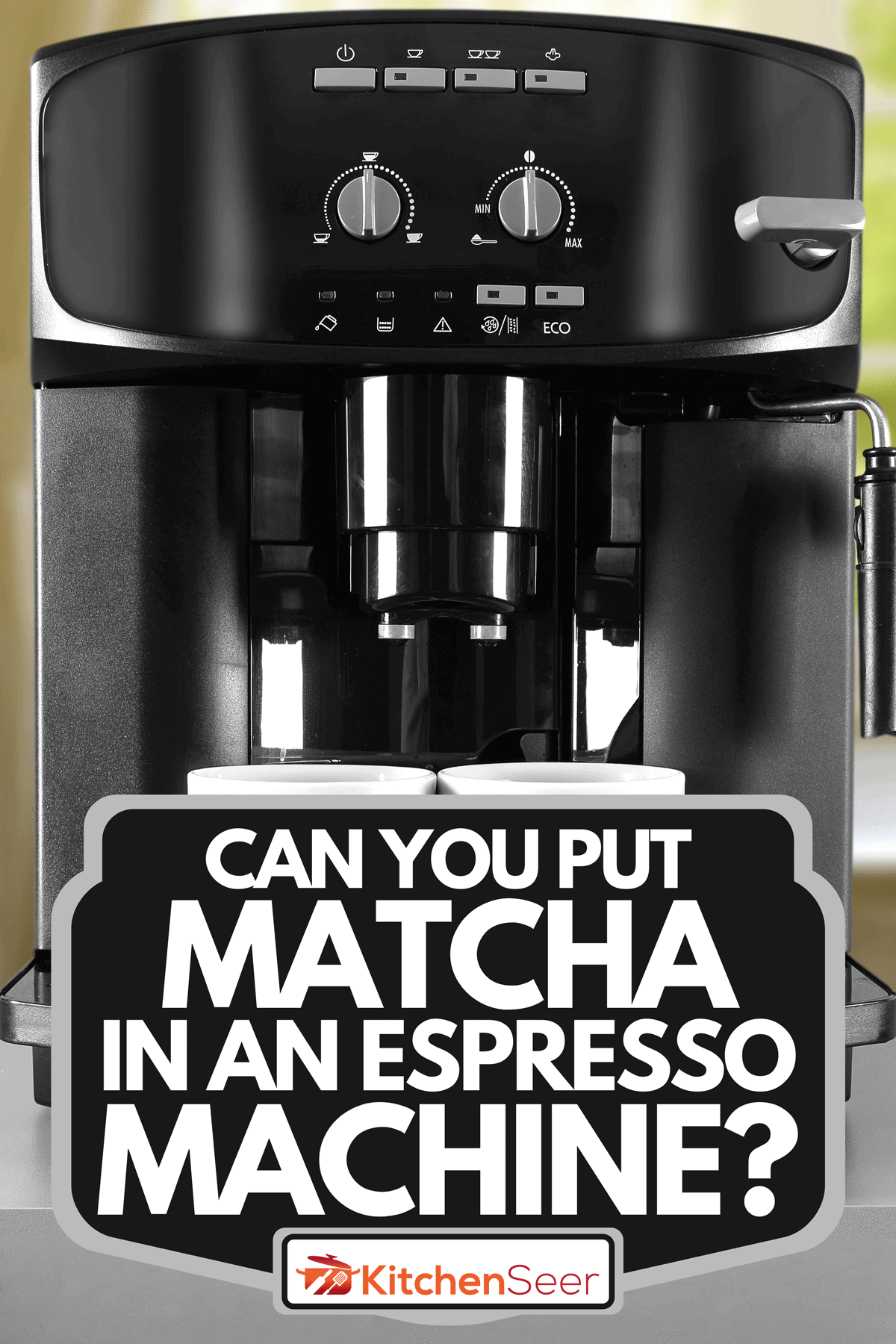 A coffee machine with woman in the background, Can You Put Matcha In An Espresso Machine?