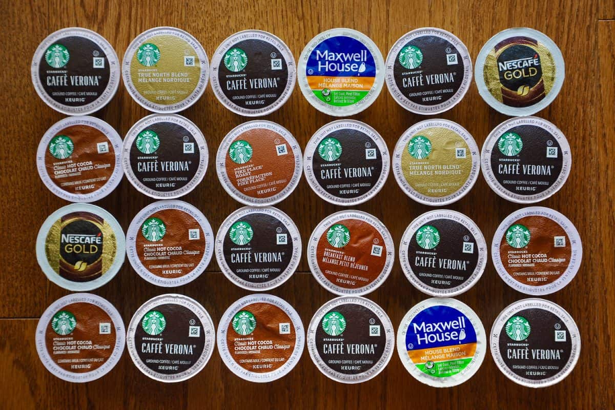 Different flavors of K cups on the table