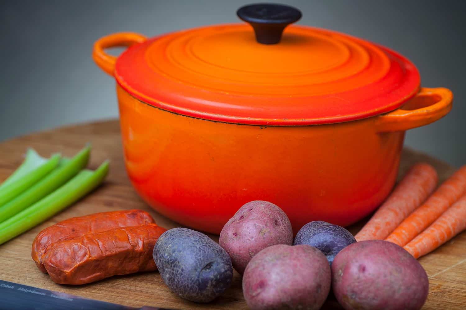 Dutch oven with vegetables