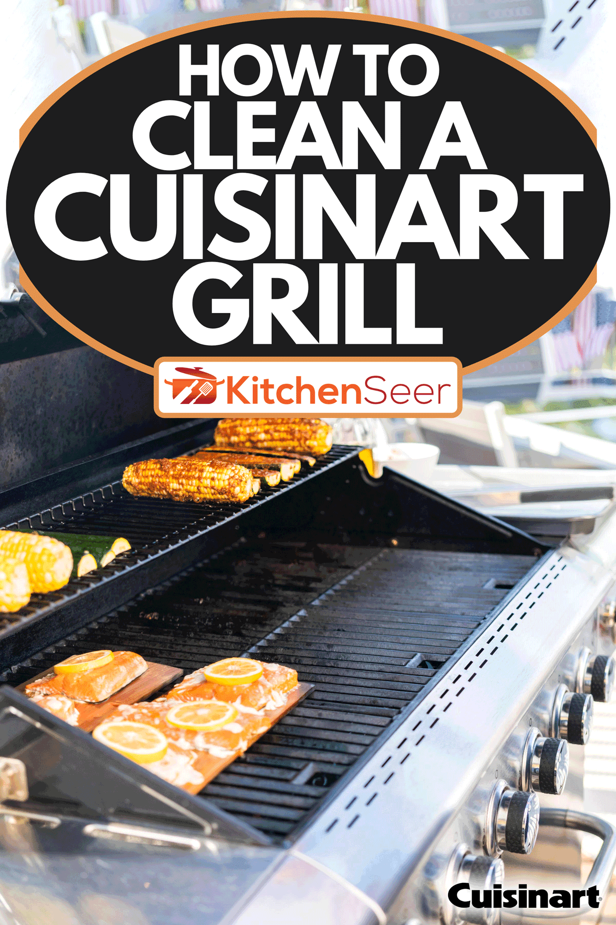 Grilling a salmon on a gas burning grill on the backyard patio, How To Clean A Cuisinart Grill