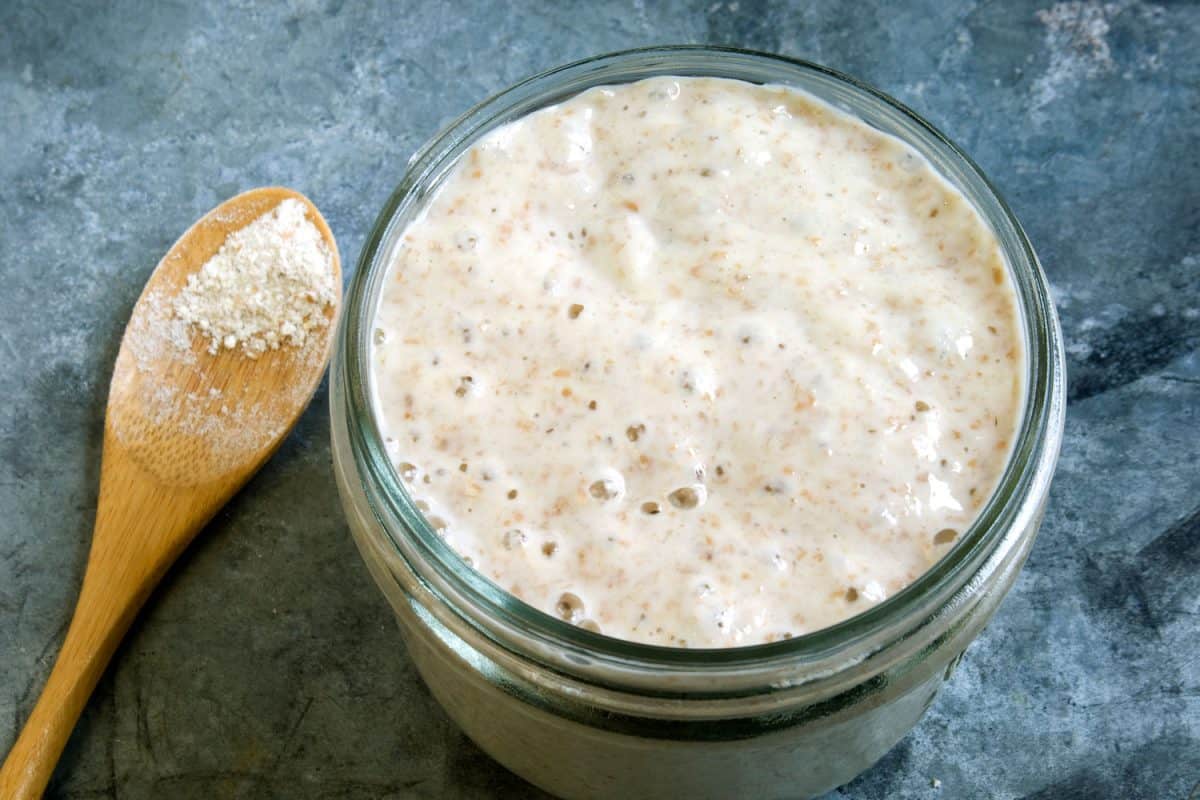 Whole wheat Sourdough inside a jar
