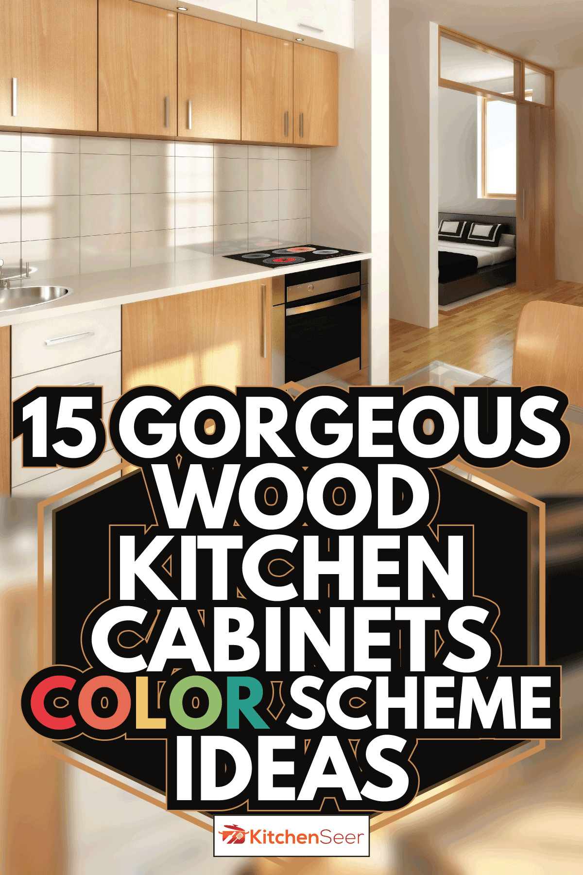 interior design of modern kitchen with bright brown wood and white kitchen top. 15 Gorgeous Wood Kitchen Cabinets Color Scheme Ideas