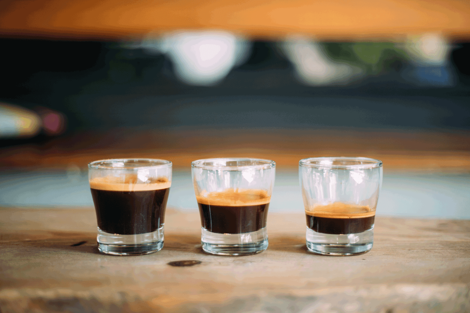 photo of three glasses with different types of espresso
