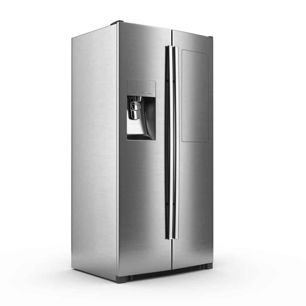 3d rendering big fridge on a white background