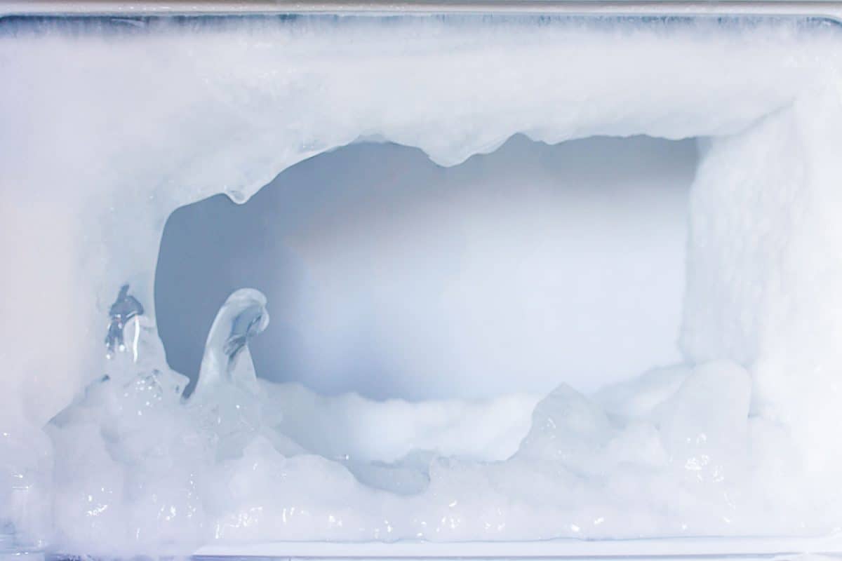 A freezer filled with ice