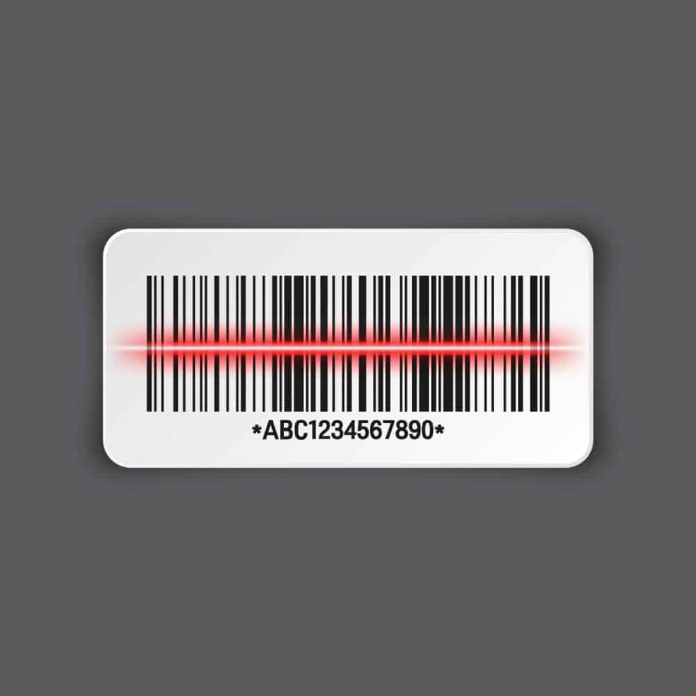 A realistic bar code on a gray background