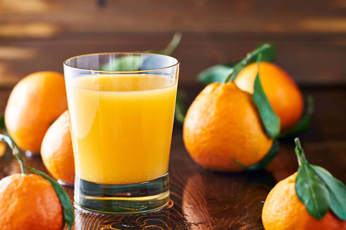A yummy and healthy glass of orange juice