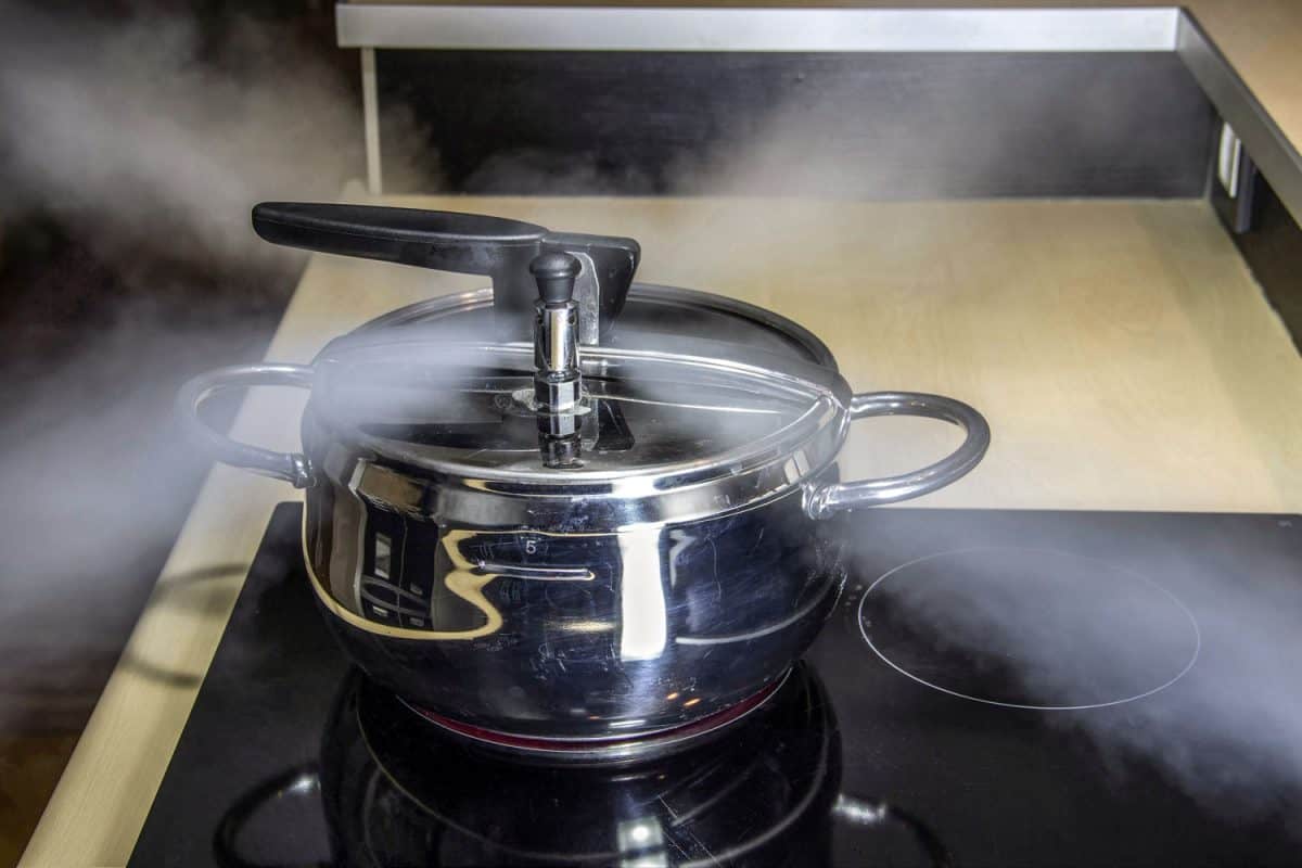 An induction cooker with a pressure cooker