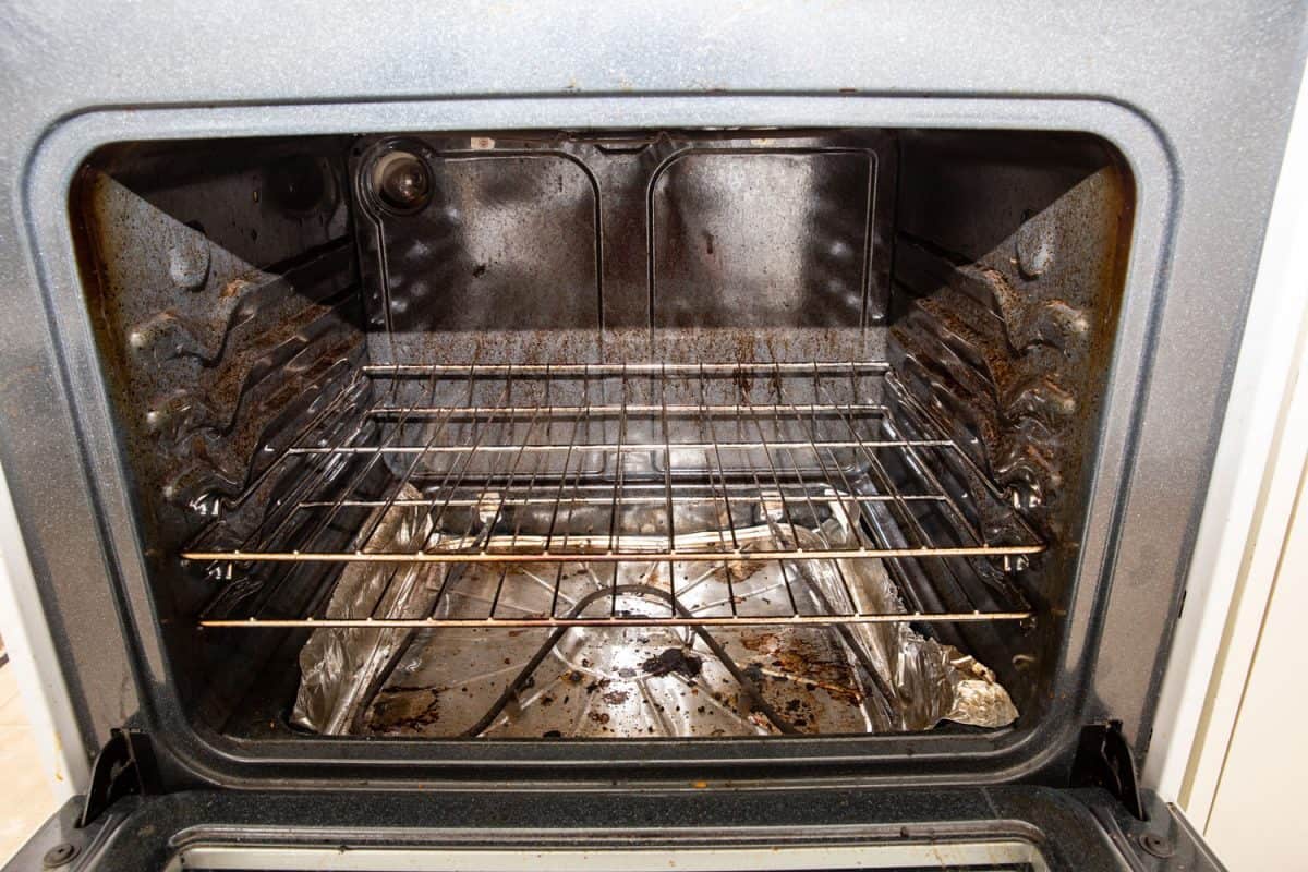 Interior of a dirty oven