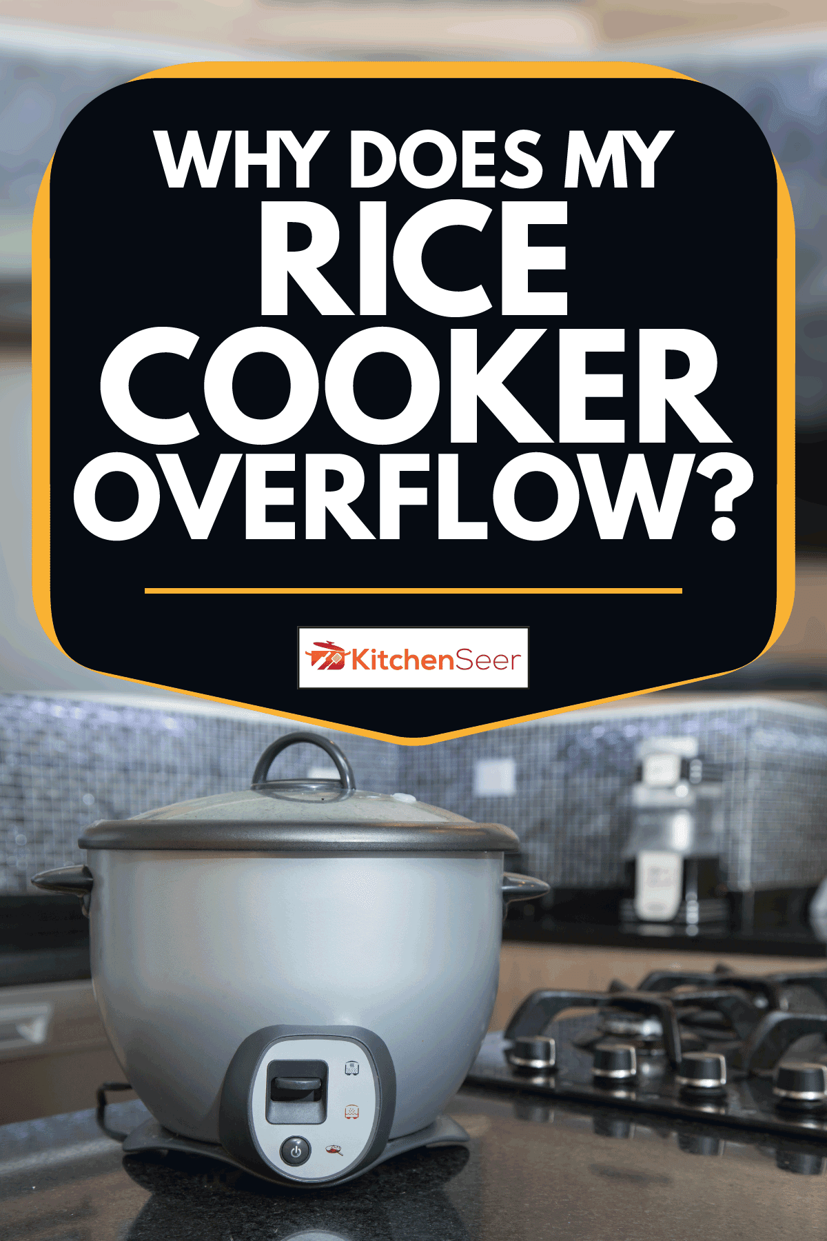 gray rice cooker on the gray kitchen countertop with burner. Why Does My Rice Cooker Overflow