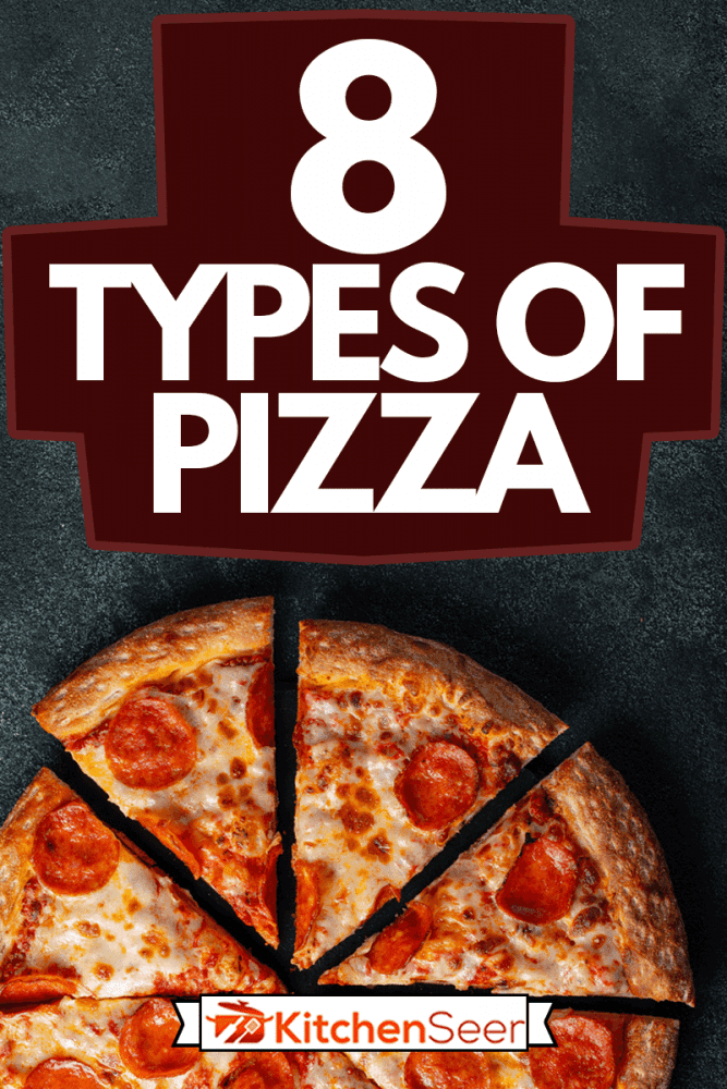 Tasty pepperoni pizza and cooking ingredients tomatoes basil on black concrete background, 8 Types Of Pizza