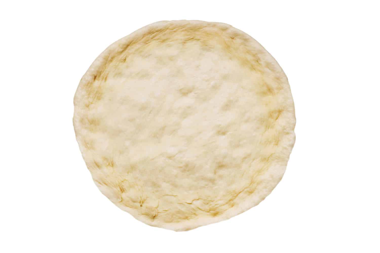 A pizza dough on a white background