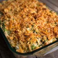 A turkey casserole with broccoli, rice and crumbled crackers, How To Freeze Casserole Leftovers