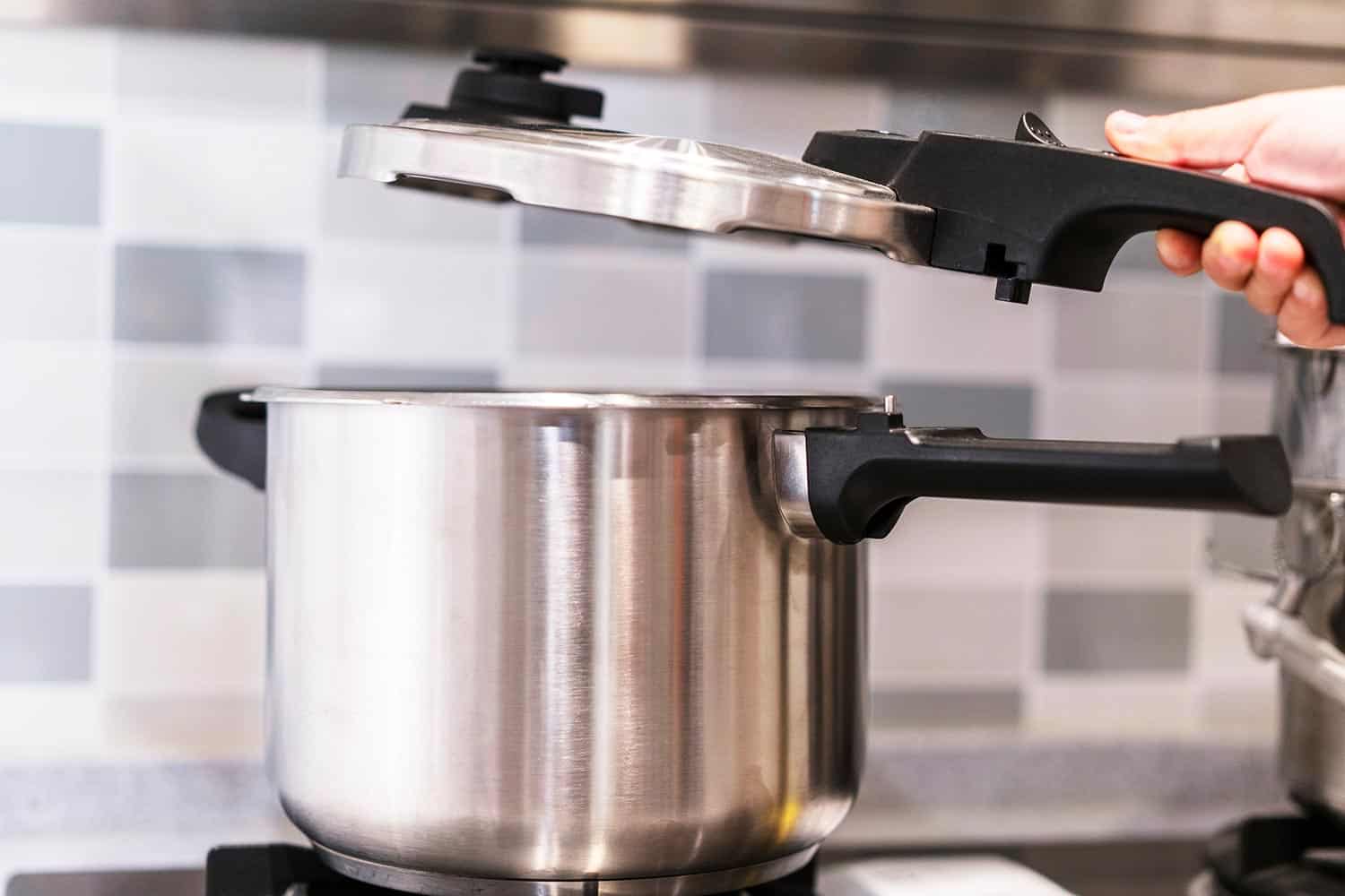 Using pressure cooker in kitchen