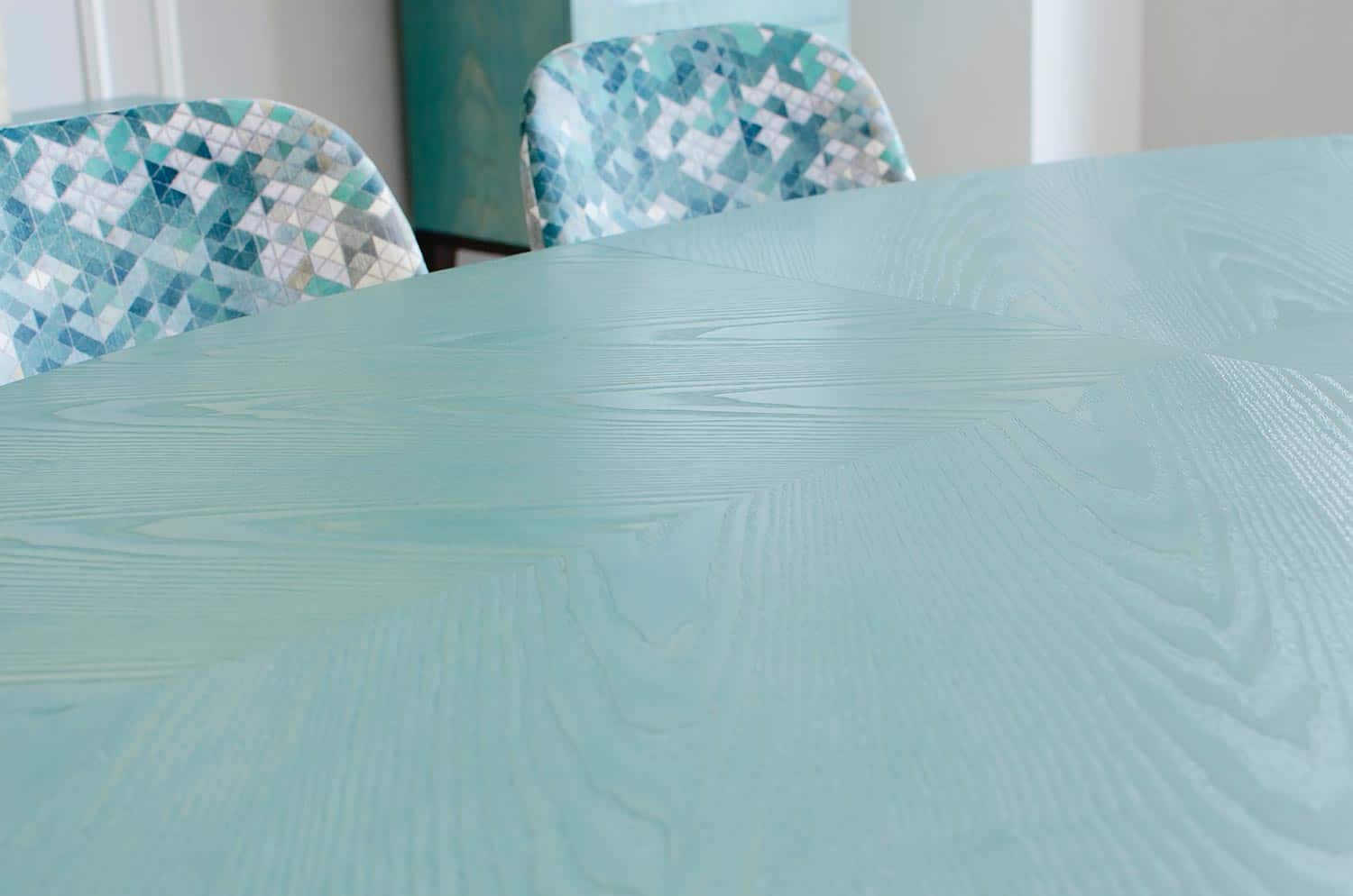 Beautiful green painted wooden dining table