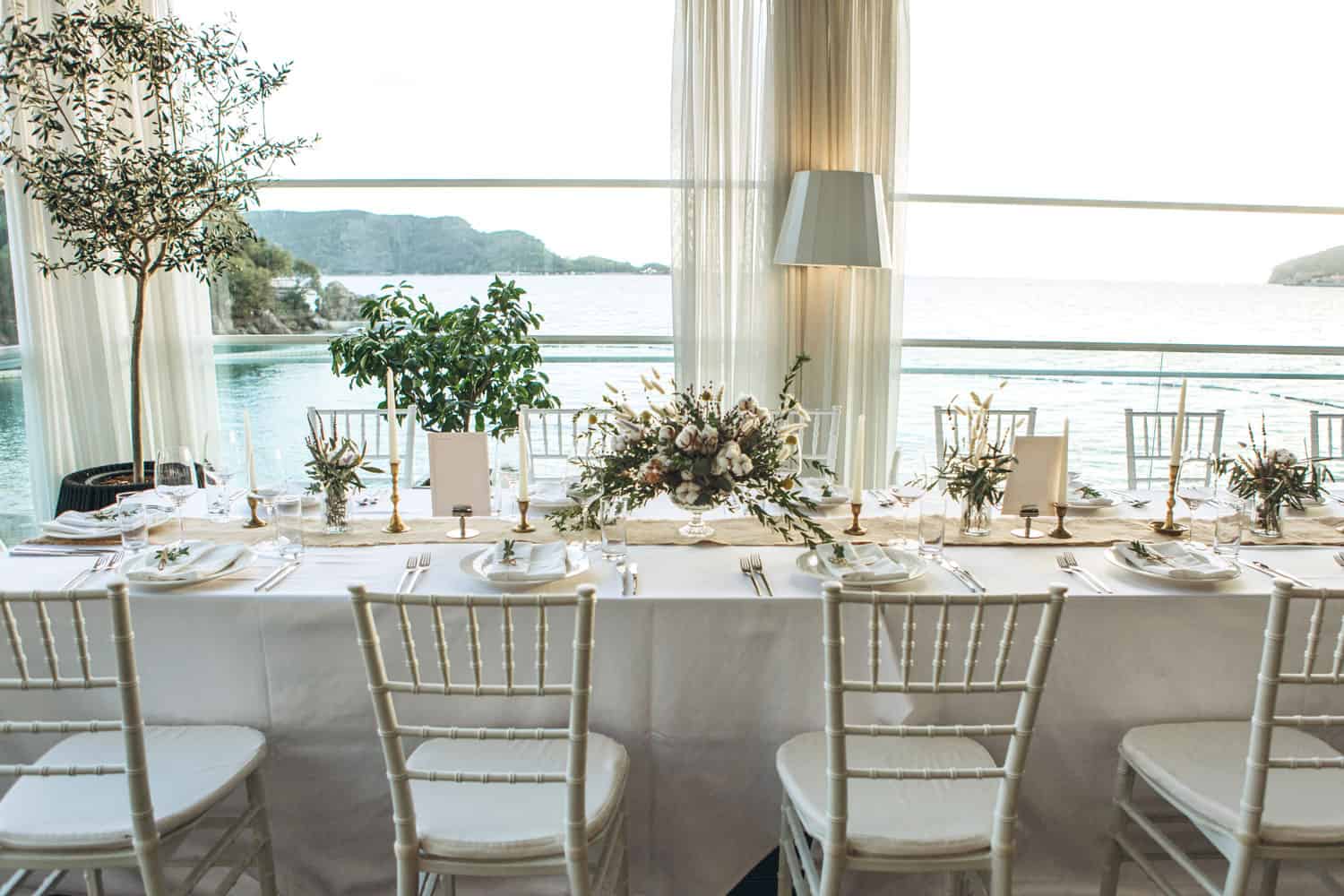 Beautiful wedding setting or classic dine of table set-up