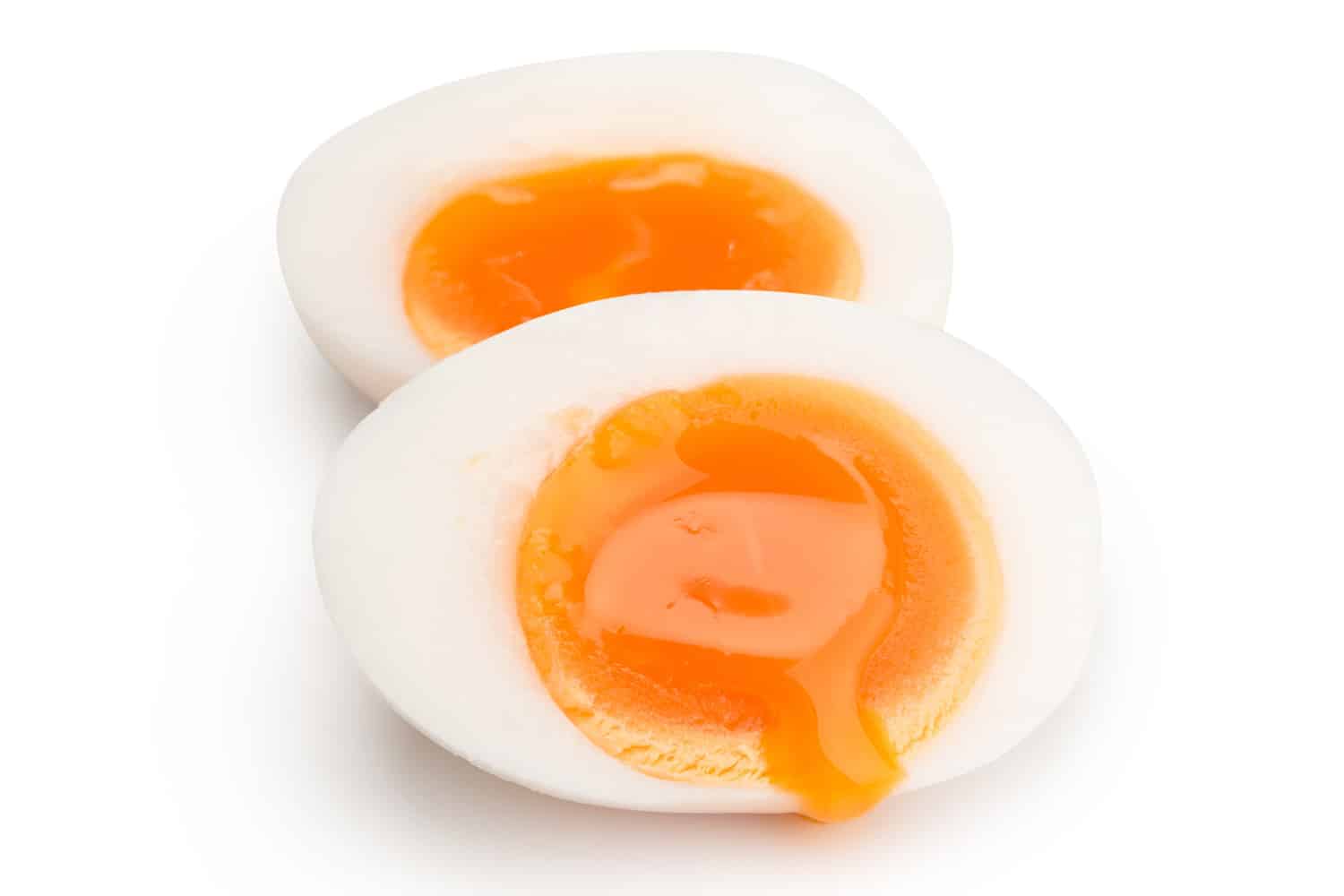 Boiled egg sliced two piece isolated on white background