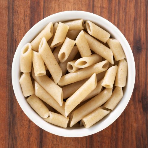 Boiled wholegrain penne pasta