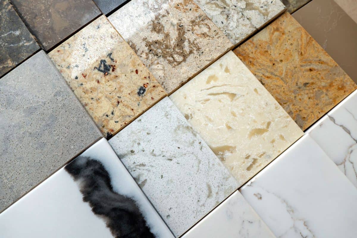 Different varieties of marble and granite countertops