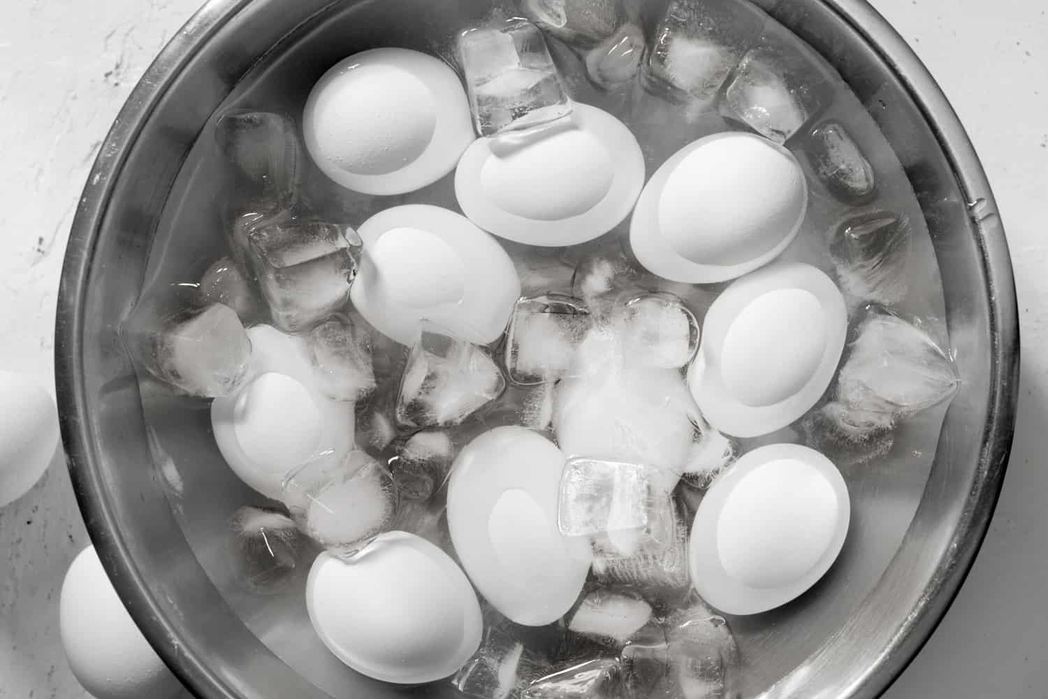 Hard Boiled Eggs in an Ice Bath after Cooking