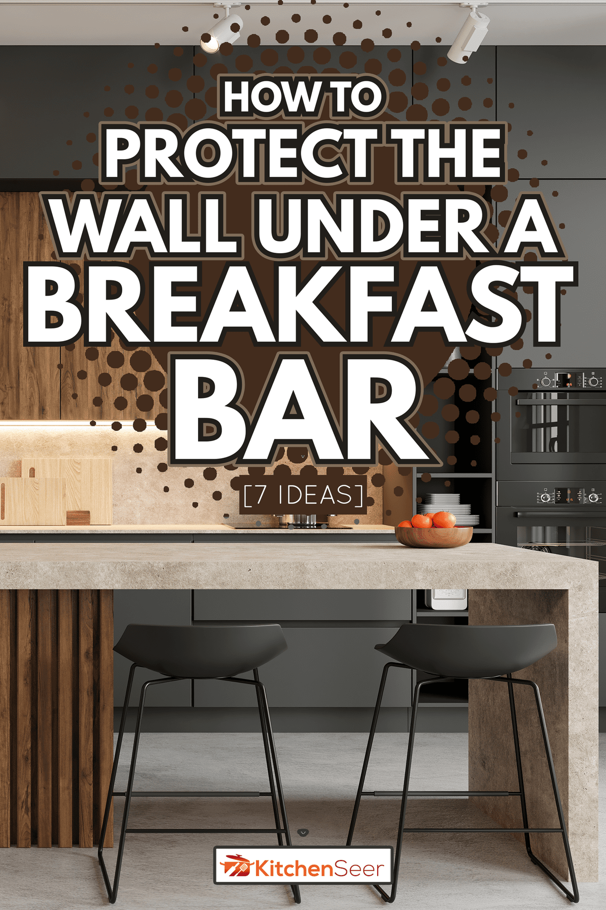 Large modern open space loft kitchen interior with large kitchen island and bar chairs - How To Protect The Wall Under A Breakfast Bar [7 Ideas]