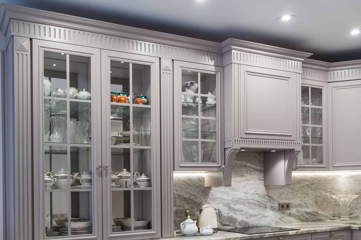 Luxury Modern kitchen with full gray cabinets