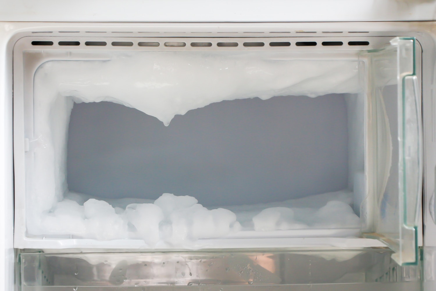 Many Ice frozen in the fridge