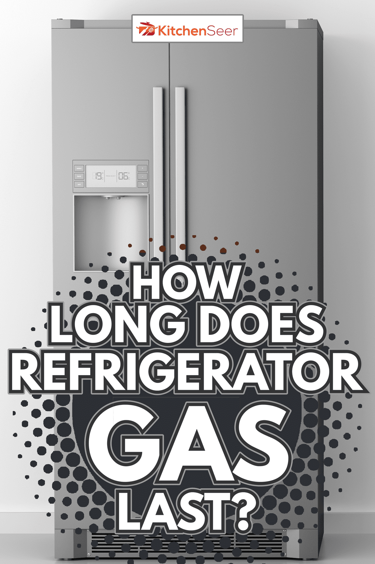 modern fridge in front of white wall - How Long Does Refrigerator Gas Last