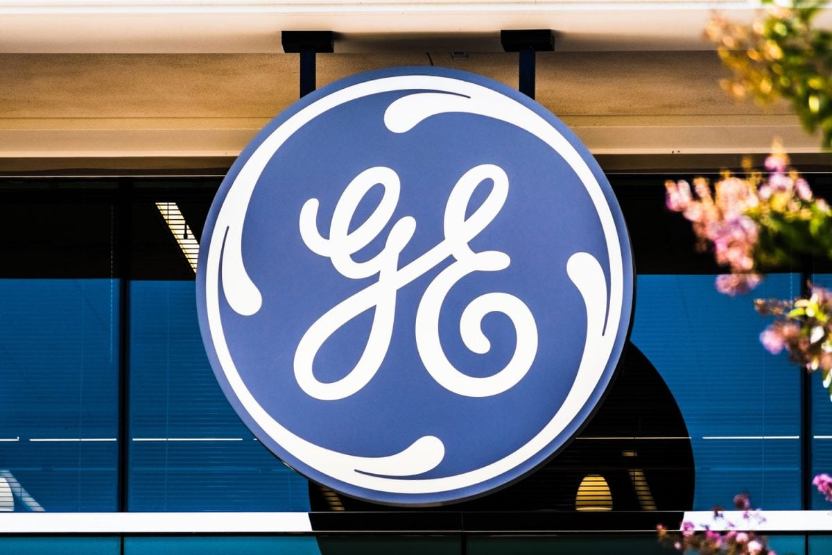 A detailed logo of the GE Company