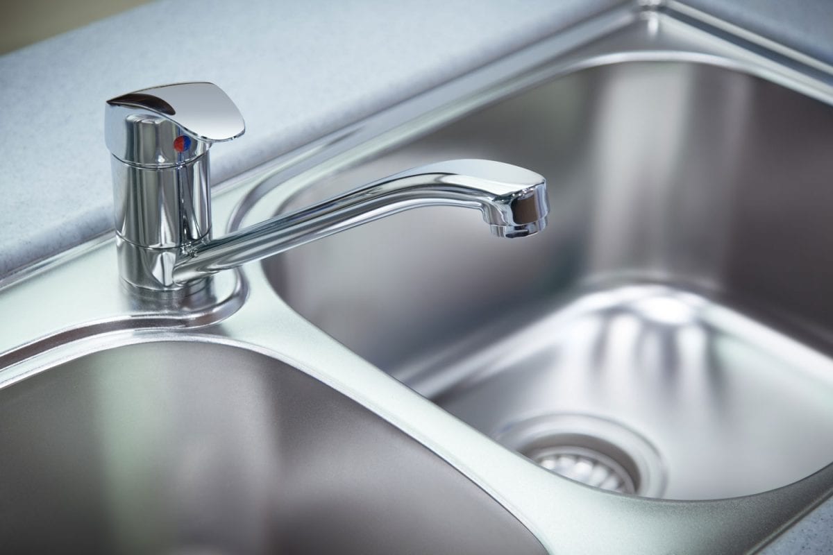 A stainless steel double sink