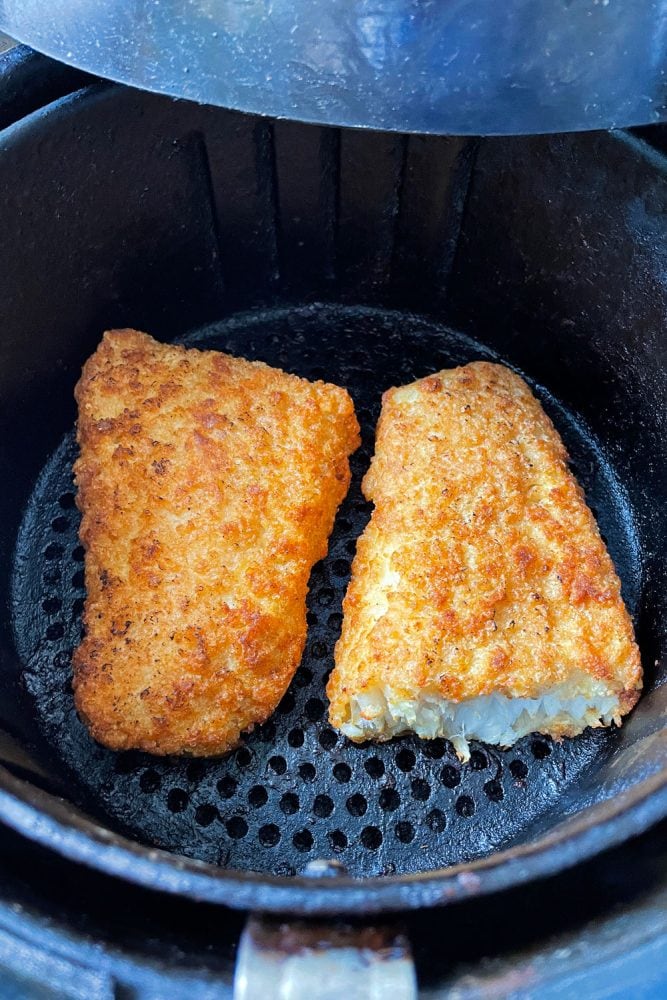 Air fried big cuts of salmon
