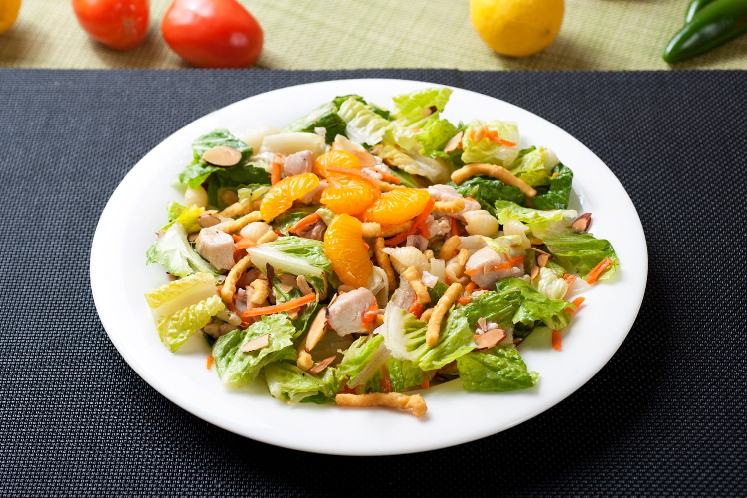 Asian Style Chicken & Romaine Salad with Tangerine & Wonton Strips