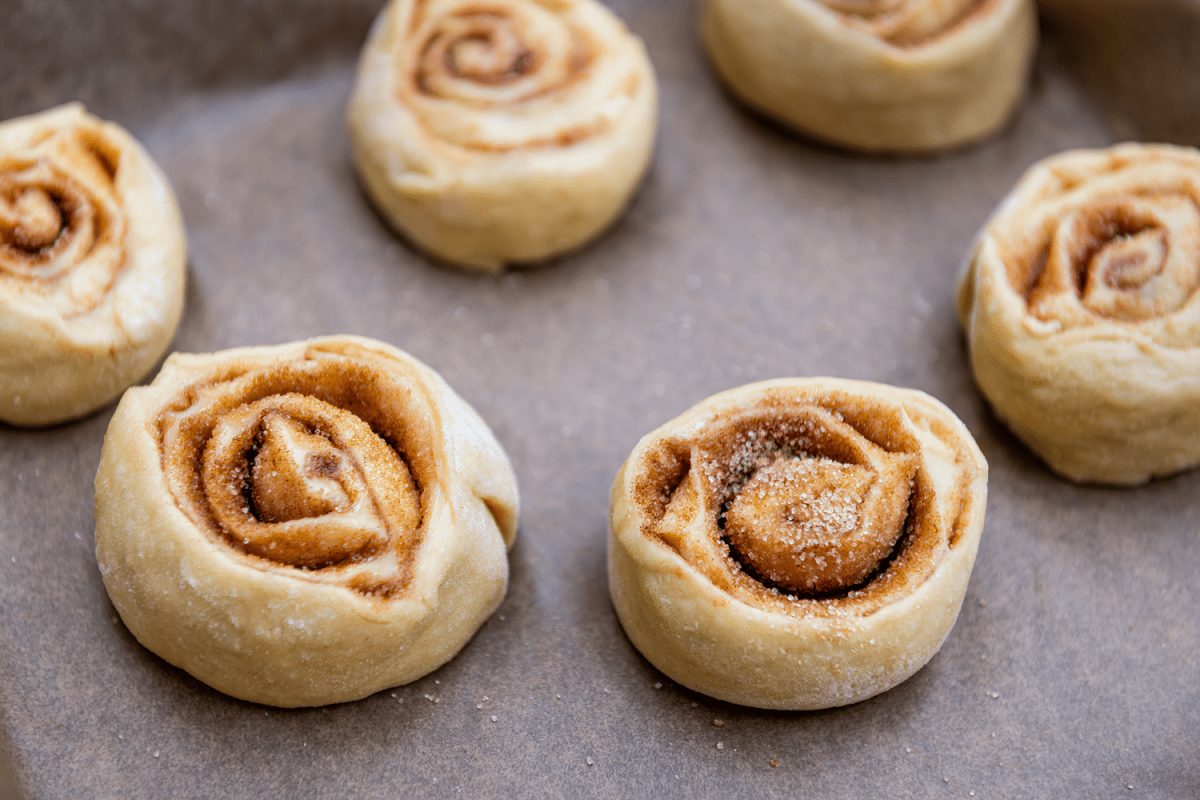 Freshly cooked cinnamon rolls from the oven