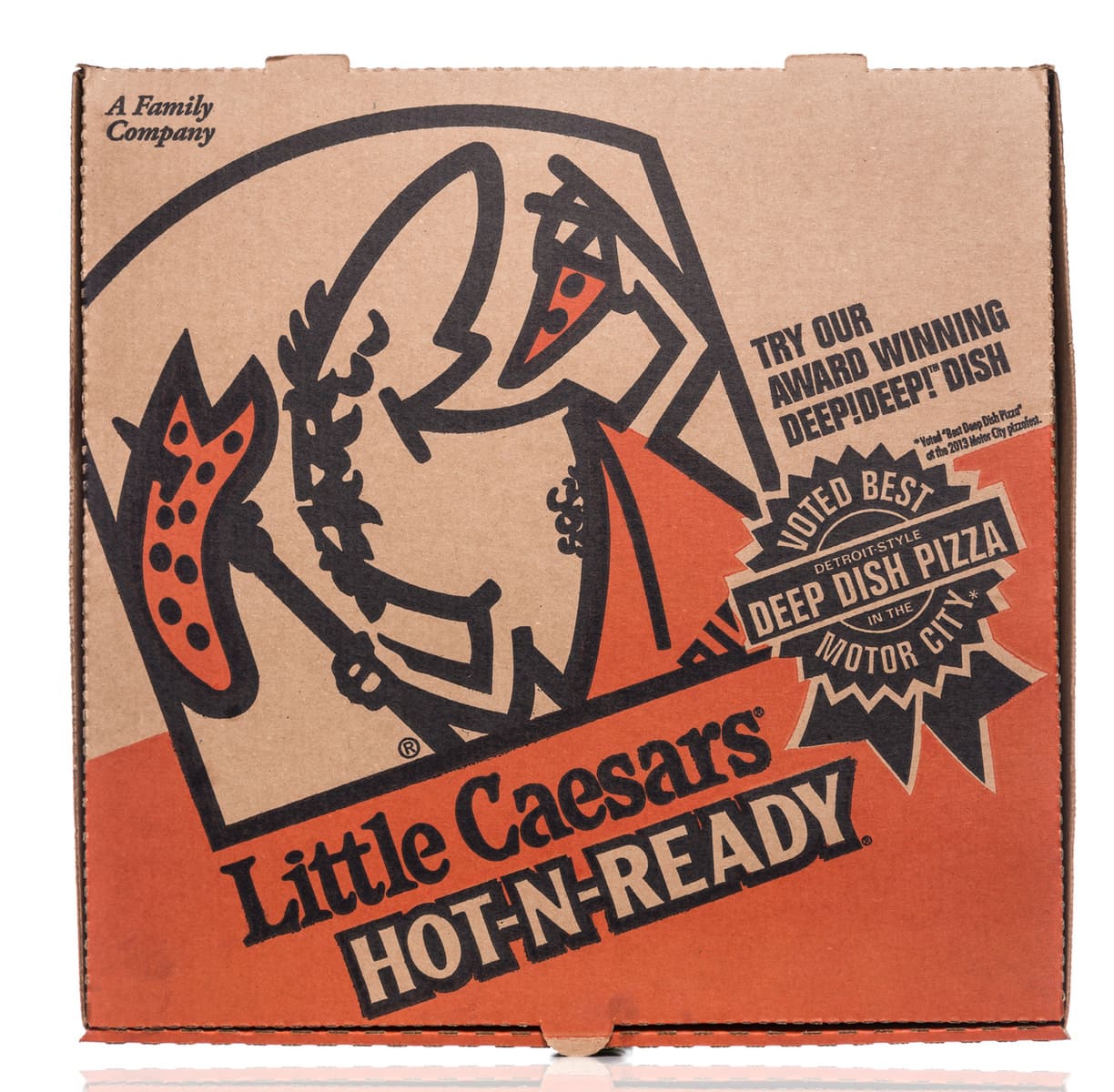 Little Caesars pizza take out box. 